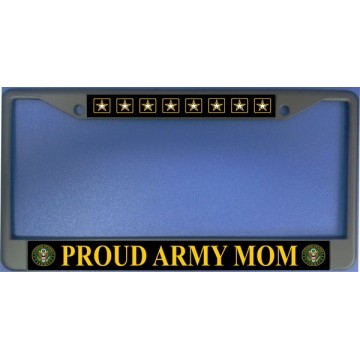 Proud Army Mom Chrome License Plate Frame 